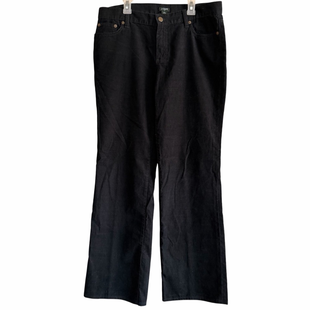 J. Crew City Fit Black Corduroy Low Rise Straight Leg Pants Womens Size 8 Preppy